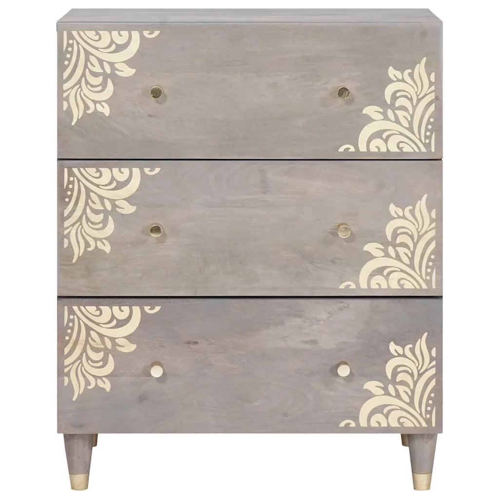 Credenza-Buffet-Armadio da cucina Grigio e Oro 60 x 33 x 75 cm Legno di mango massello 147887