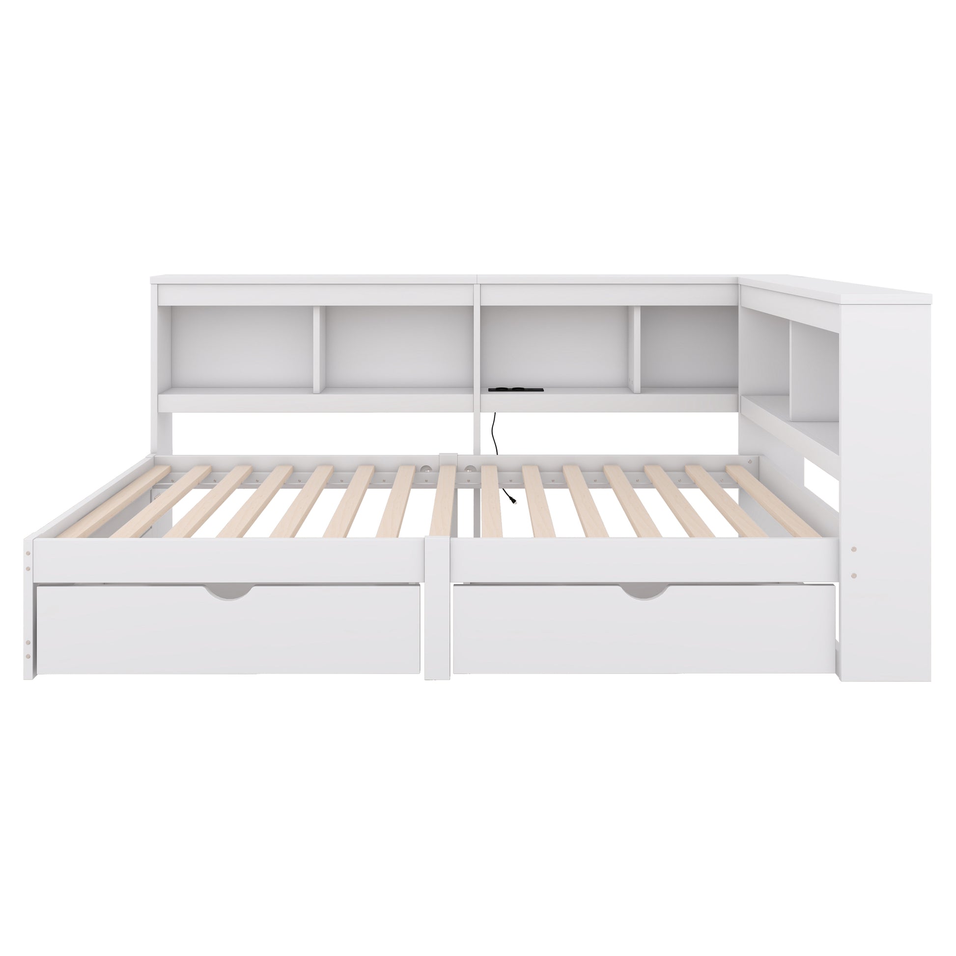 Divano letto 90x200 - Xylo - Bianco con cassetti e USB