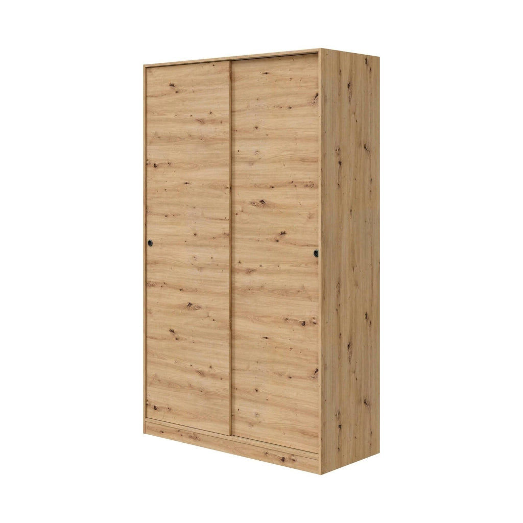 Guardaroba Adrenalin, Armadio per camera da letto a 2 ante scorrevoli, Mobile con 4 ripiani e barra appendiabiti, 120x50h200 cm, Rovere Nodi