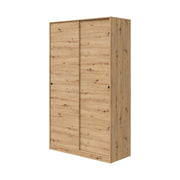 Guardaroba Adrenalin, Armadio per camera da letto a 2 ante scorrevoli, Mobile con 4 ripiani e barra appendiabiti, 120x50h200 cm, Rovere Nodi