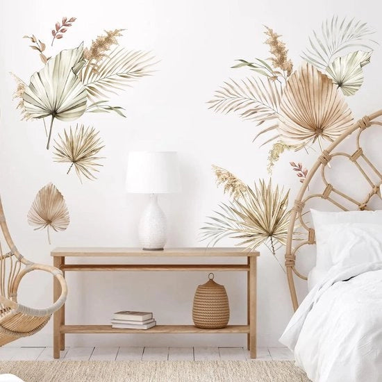 Palmate Decorazioni per Parete - Decorazione Tropicale per Muro - 5 pezzi - Verde - PVC - 50x70 cm