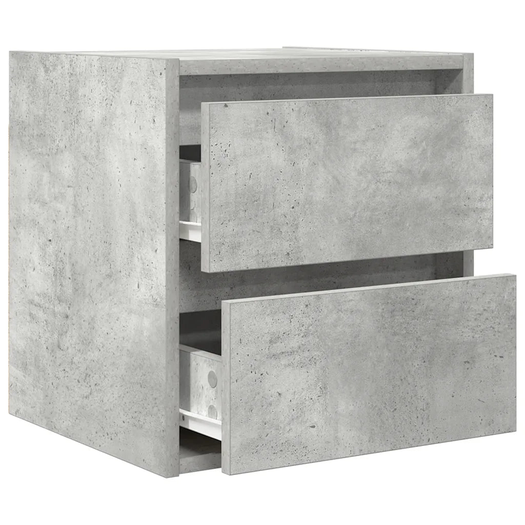 Comodini a Muro 2 pz Grigio Cemento 38x34x40 cm