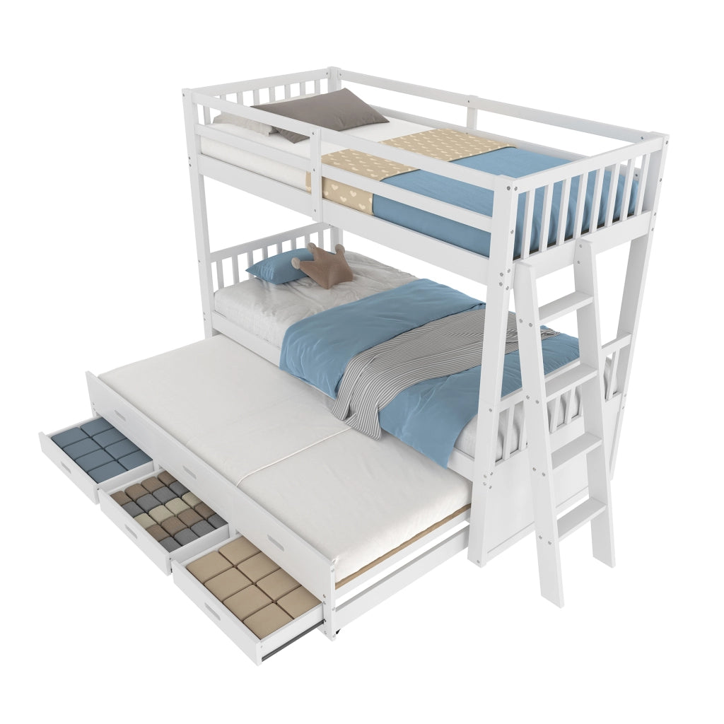 Letto a castello funzione letto estraibile in pino e mdf 90x200 cm