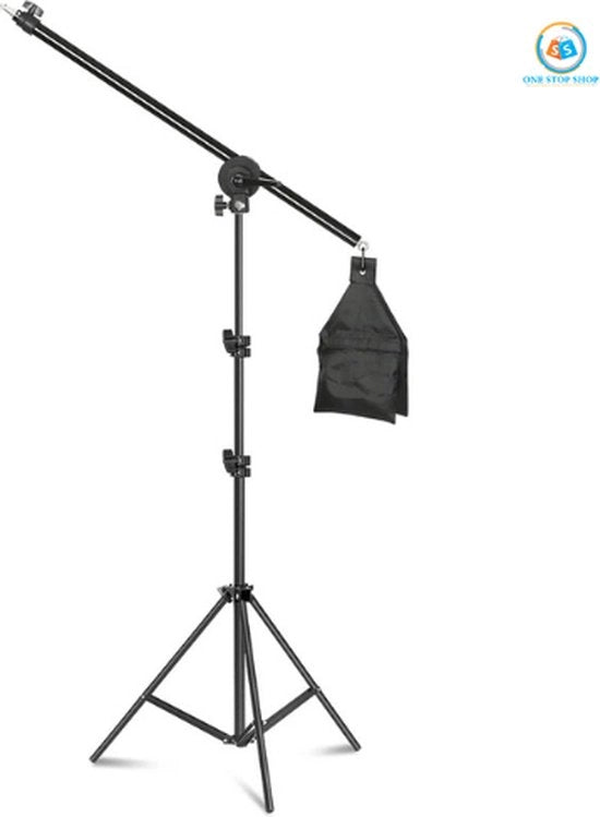 Kit di Studio Fotografico Professionale - 360° Rotativo - Stativo con Braccio di Estensione e Sacchetto di Peso - Ideale per Fondi di Sfondo – Illuminazione di Studio