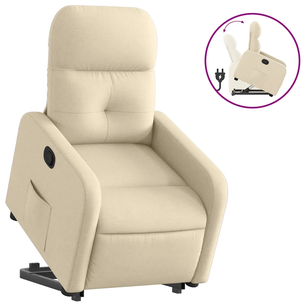 Divano Sedia-Poltrona Alzapersona Reclinabile Crema in Tessuto 611966