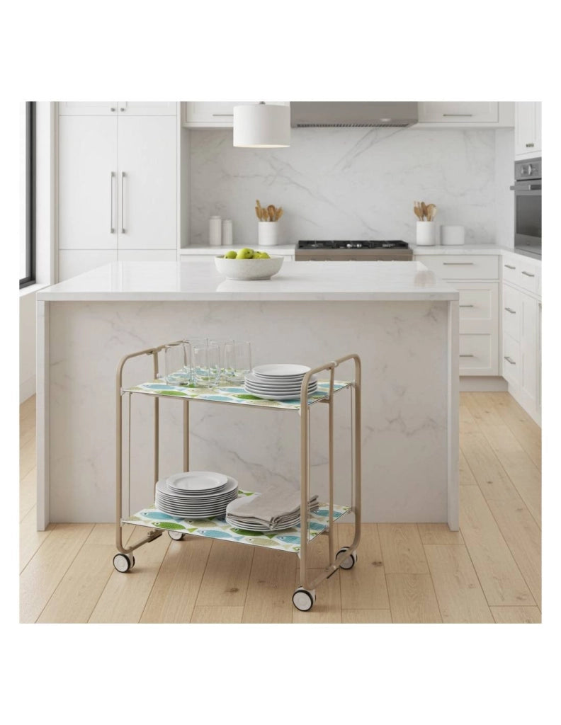 Carrello da cucina pieghevole sabbia con ruote BAUHAUS 2 ripiani