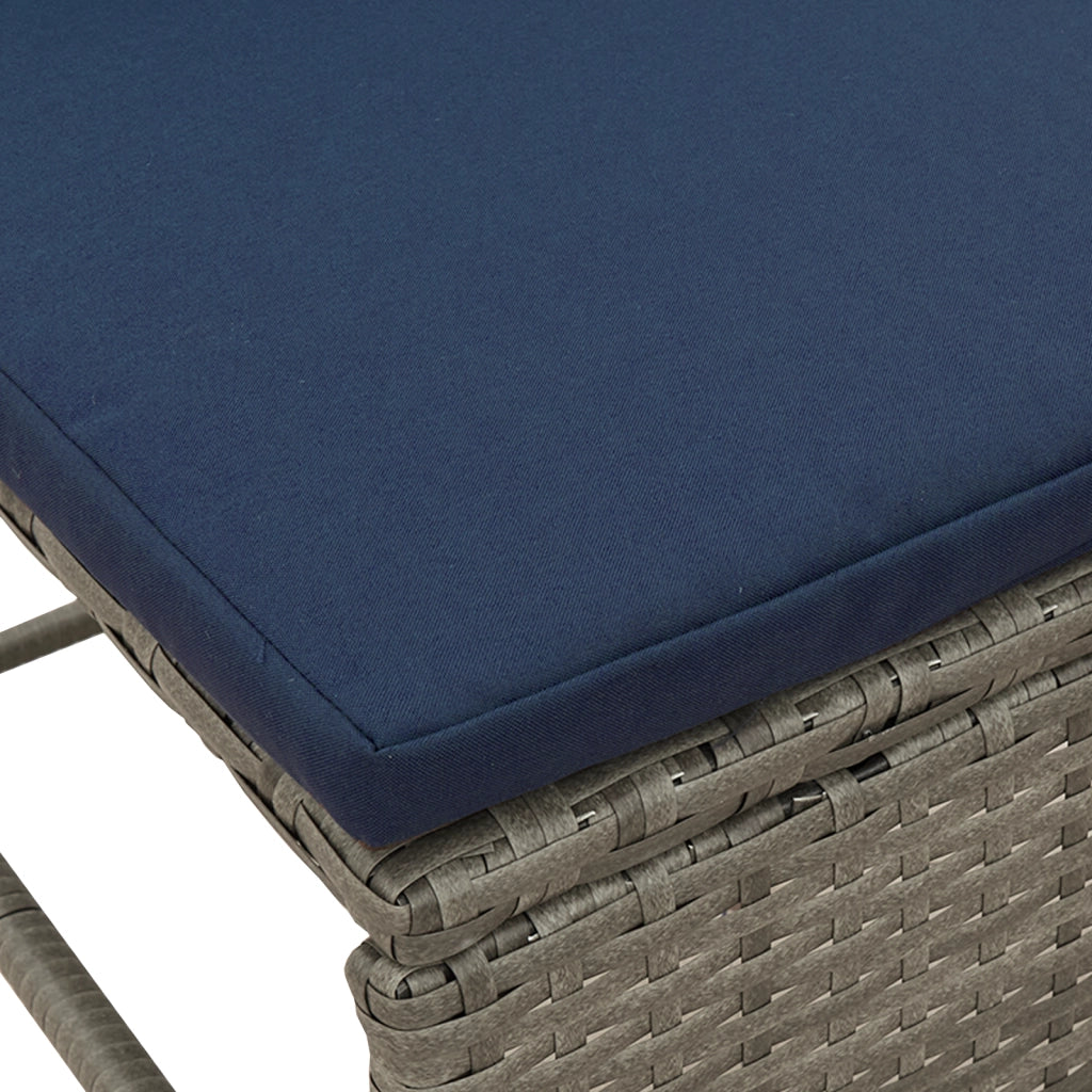 Set Divano da Esterno Grigio e blu navy Rattan con telaio in metallo