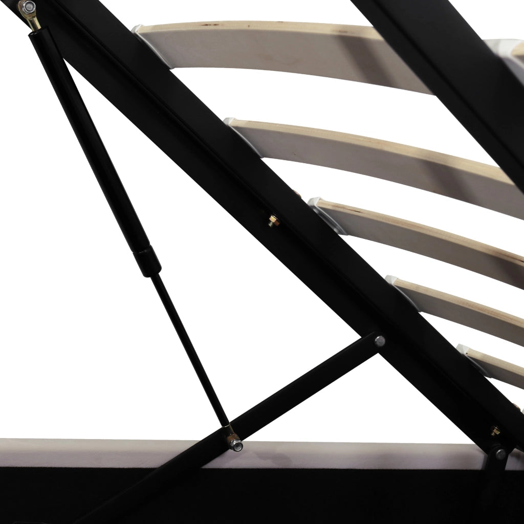 Letti contenitori 140x190 cm; apertura idraulica; velluto beige (Senza materasso)