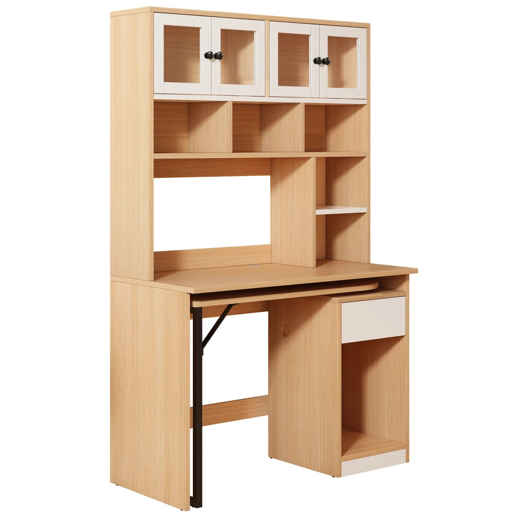 Scrivania con Libreria Integrata ¨C MINIMAL ¨C Bianco/Rovere, 180 cm