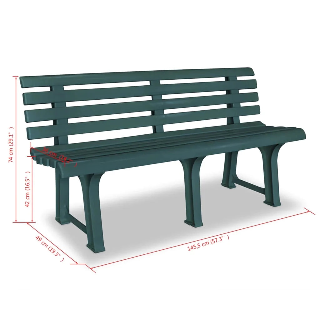 Panca da giardino mobili da esterno terrazza 145,5 cm plastica verde 02_0011245