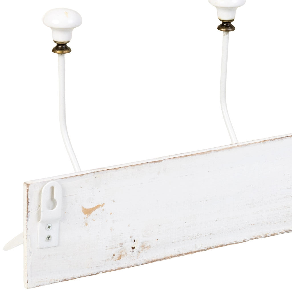 Appendiabiti da parete in legno con 4 ganci 52x1,3x8h cm