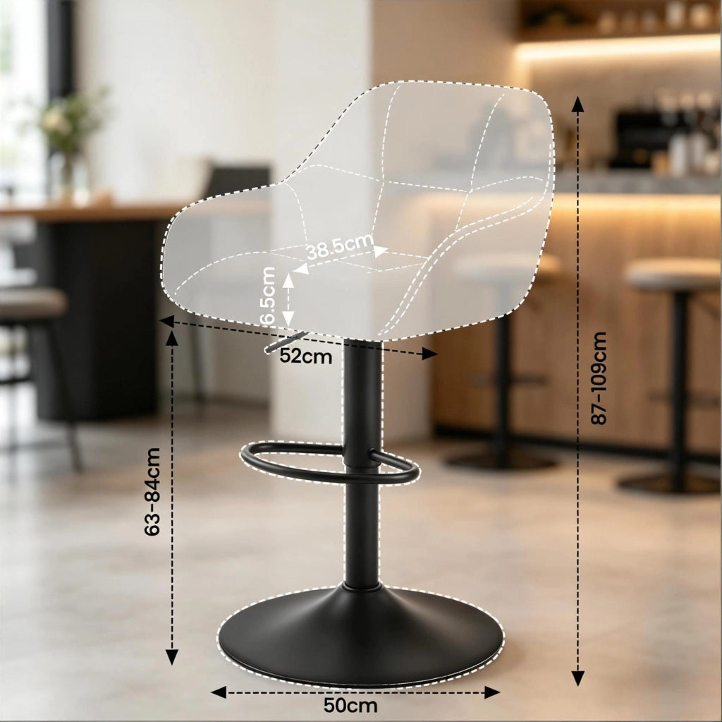 Sgabelli da bar 52 cm neri – girevoli e regolabili in altezza, set da 2