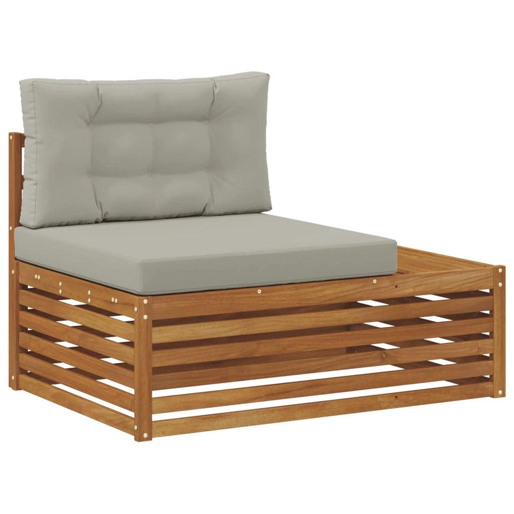 Set di divani da esterno-Sofa da giardino con cuscino Grigio Naturale e Chiaro 375697