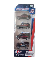 Set 4 veicoli a retrocarica Carabinieri, Scala1:64, Reel Toys, Eta 3+