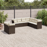 Set Divani da Giardino 9pz con Cuscini Marrone in Polyrattancod mxl 91570