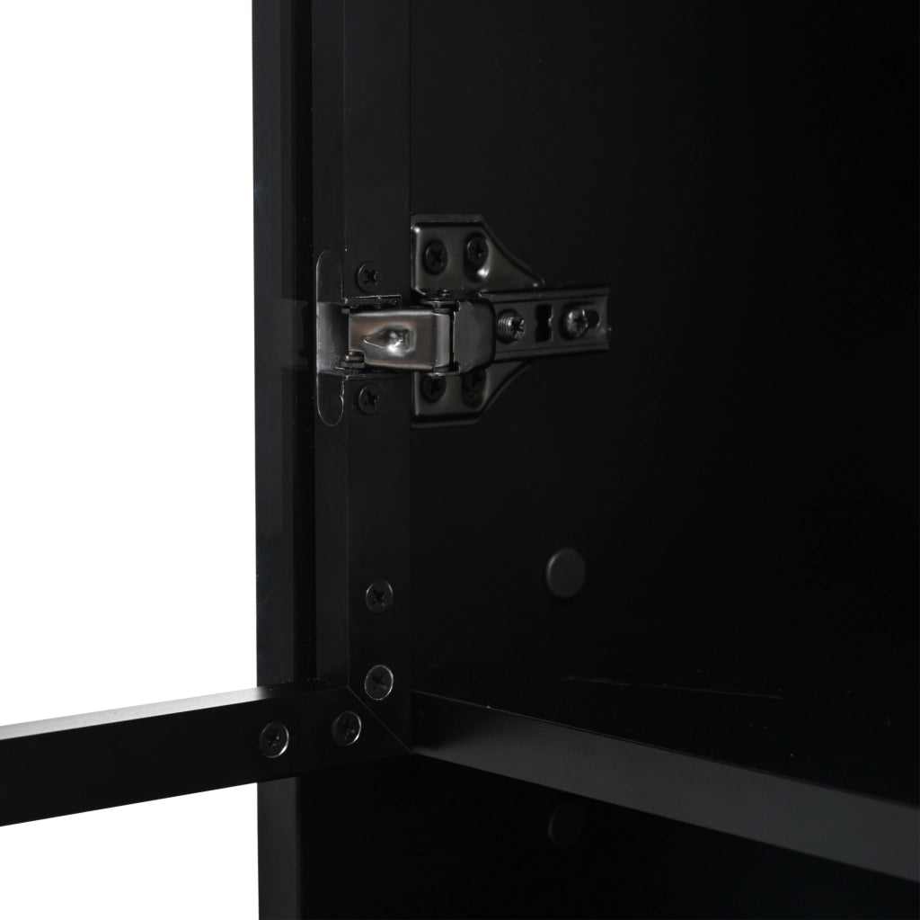 Vetrina alta con LED e 1 cassetto 80 x 34 x 180 cm; nero in MDF e vetro