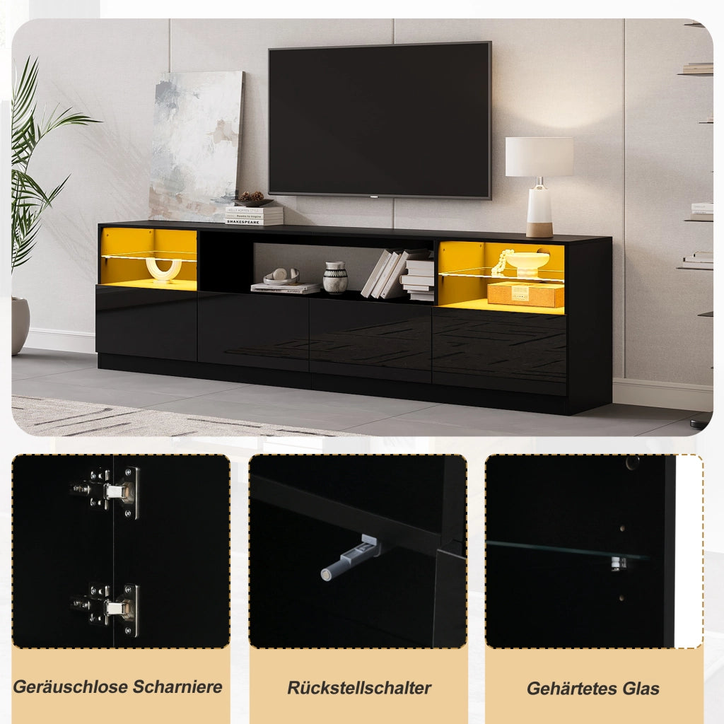 MOBILE TV LED 180 x 35 x 60 cm Nero Lucido in Truciolare
