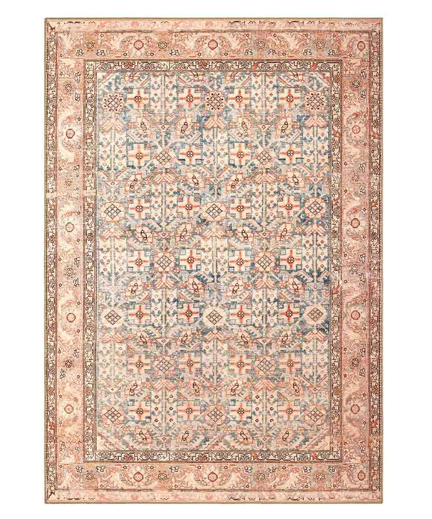 Tappeto arredo casa ORIENTAL HERAT AZZURRO CREMA cm.140x190 riproduzione disegno persiano classico in stile vintage. Tappeto lavabile per salotto, soggiorno, camera da letto.