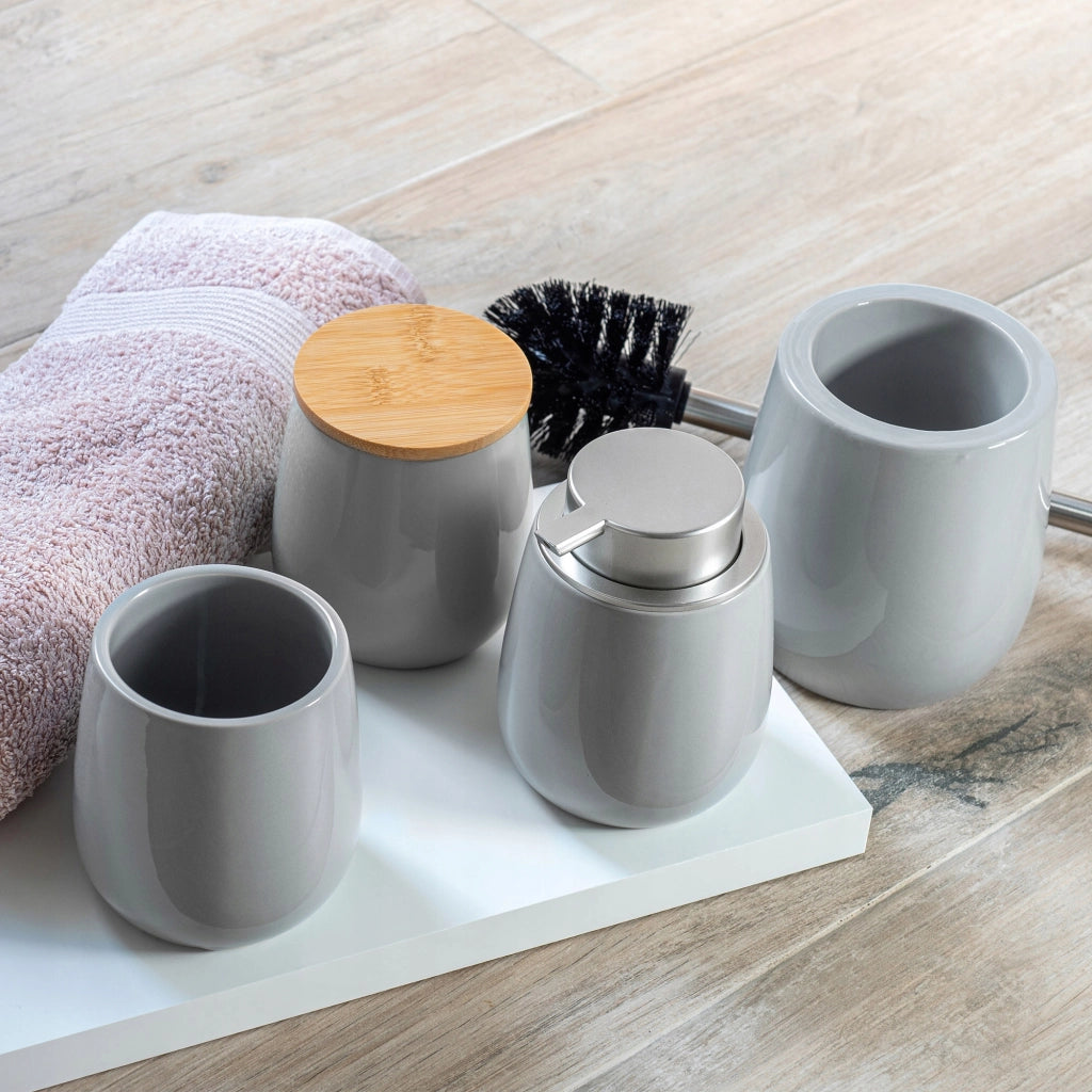 Contenitore da bagno KADAX per spazzolini e dentifricio, in ceramica grigia