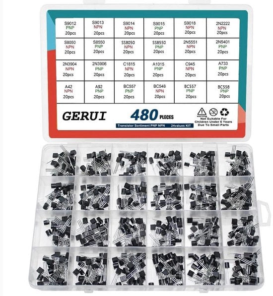 Kit di Assortimento di Trasistors PNP/NPN con 480 Pezzi