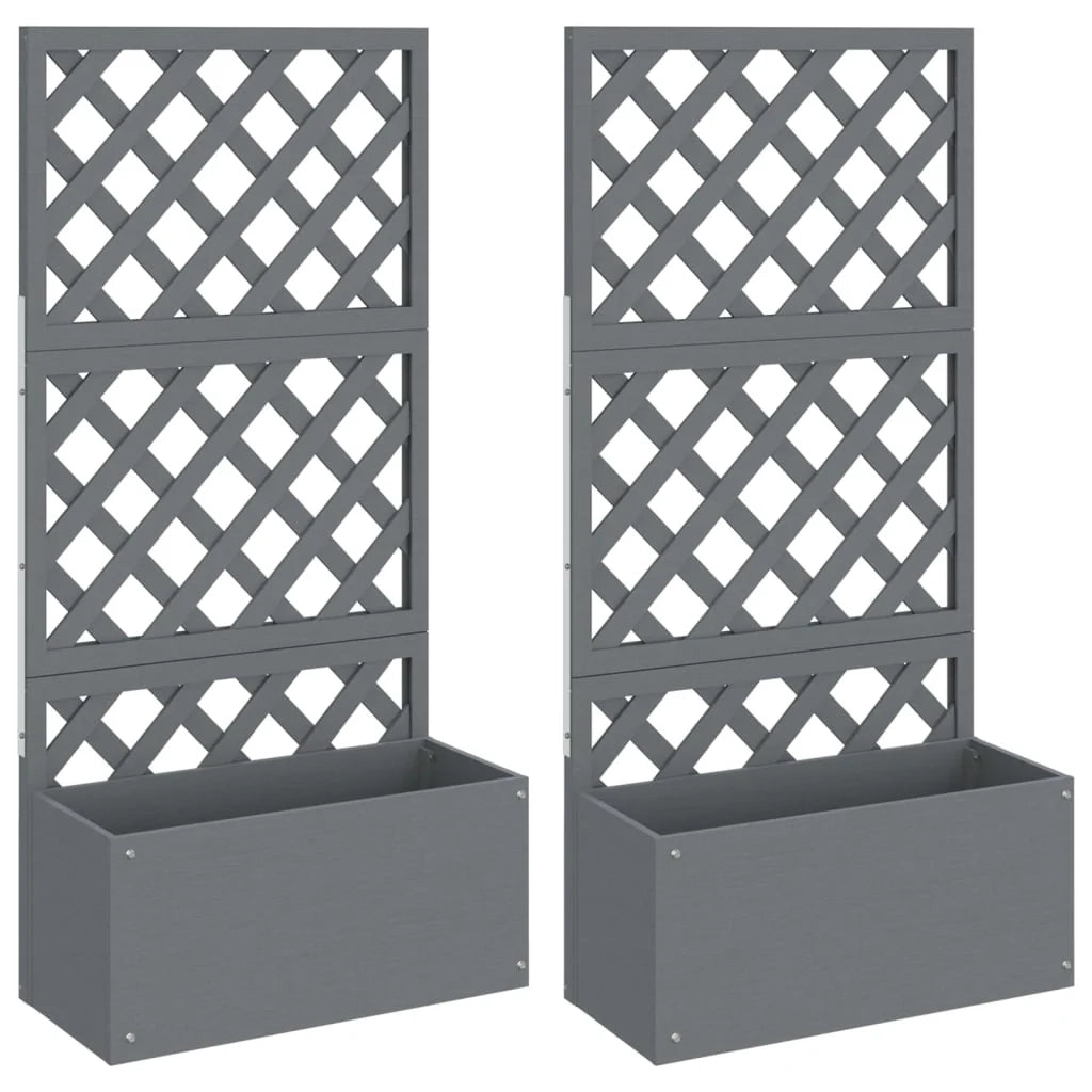 Fioriera rialzata per piante fiori giardino terrazze traliccio set da 2 65 x 33 x 135 cm WPC grigio 02_0038906