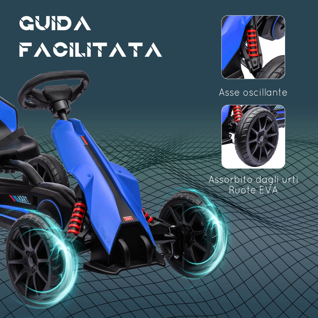 Go Kart a Pedali per Bambini ¨C zephmum ¨C Blu, Ruote in EVA, 100x58x58.5 cm