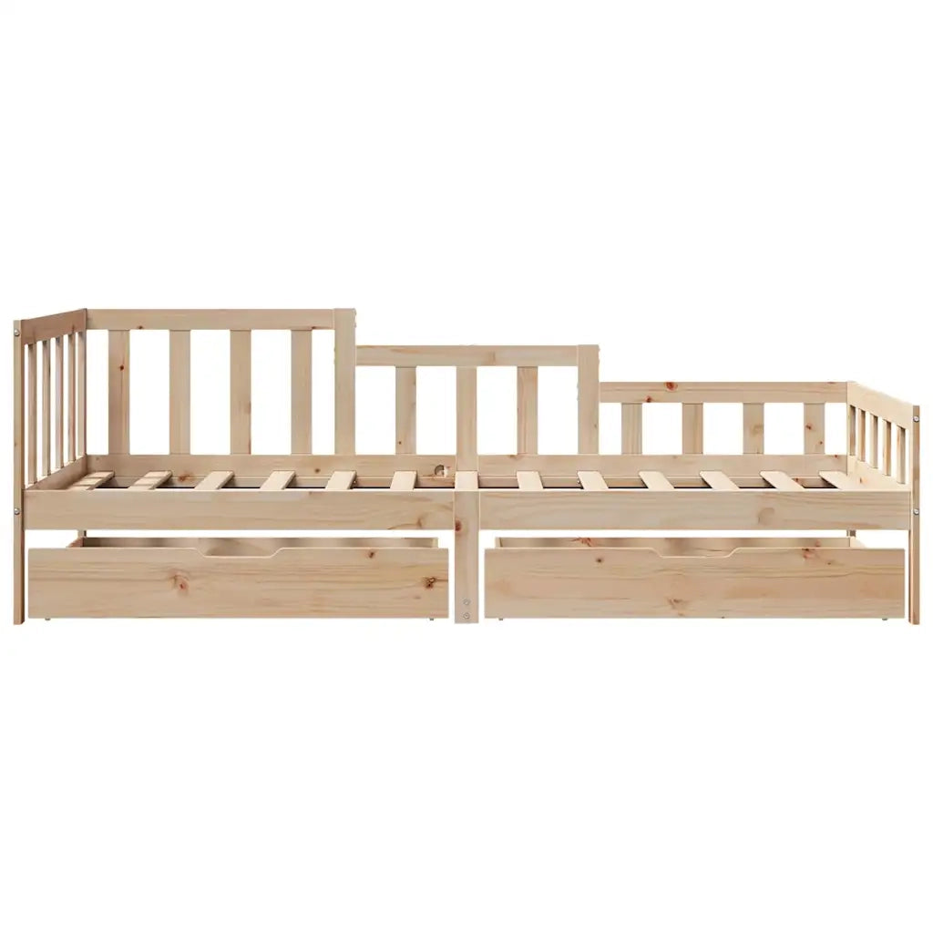Dormeuse con Cassetti 80x200 cm in Legno Massello di Pino 3302098