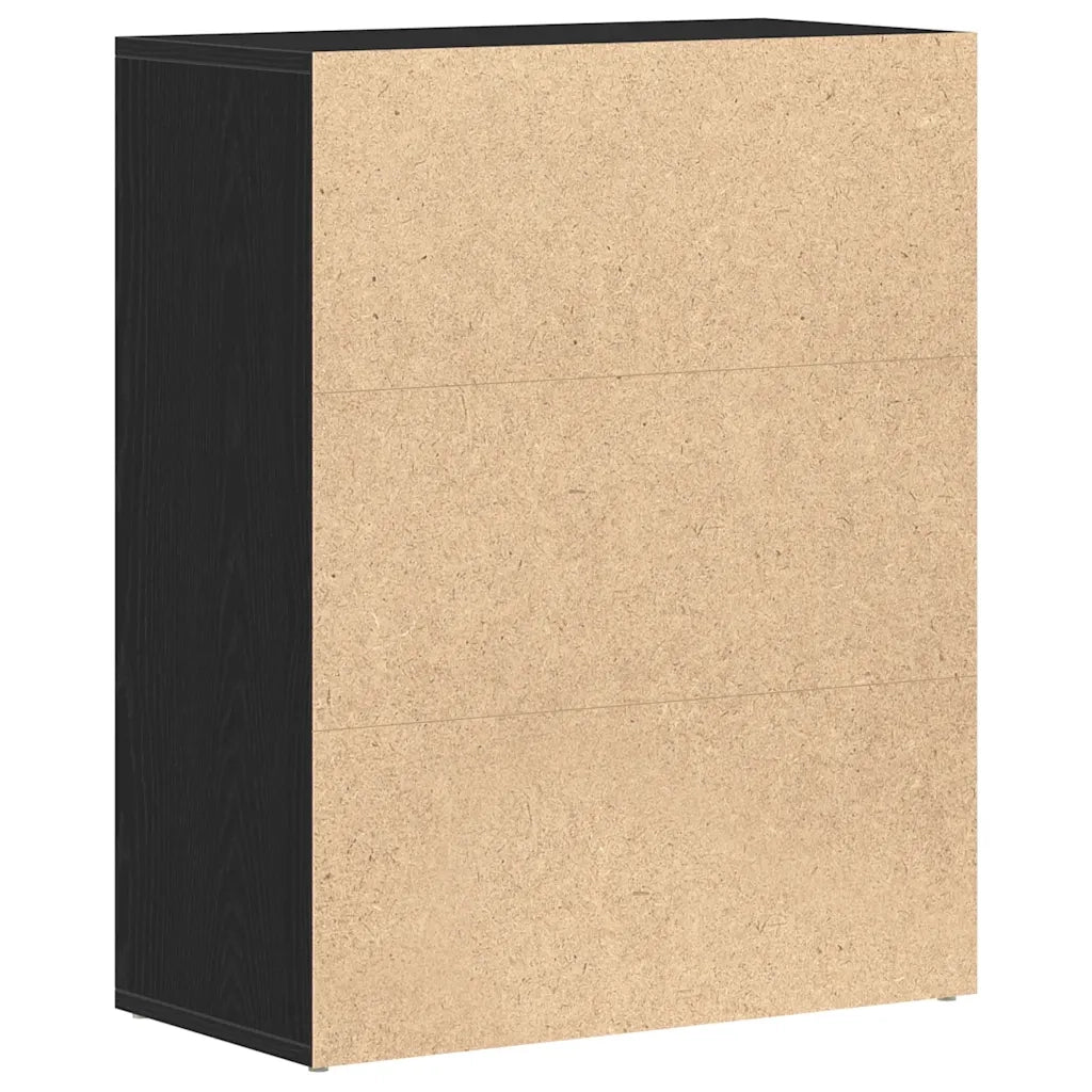 Credenza Rovere Nero 60x30x75 cm in Legno Multistrato 862449