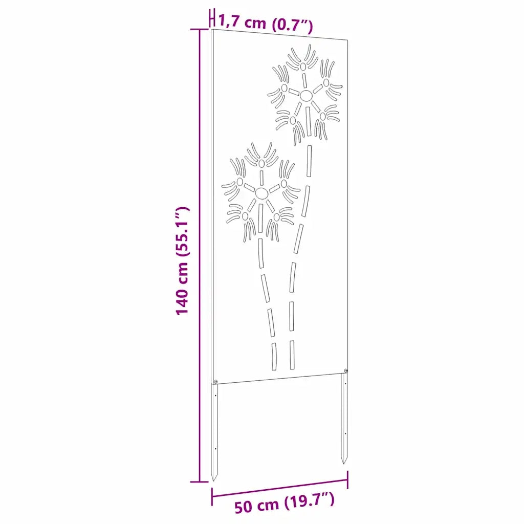 vidaXL Pannello Decorativo da Giardino Altro Nero 50 x 140 cm