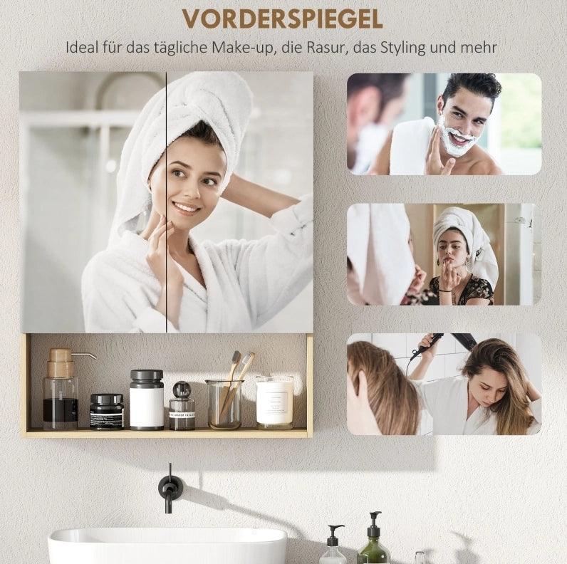 Mobile bagno con specchio e mensola aperta