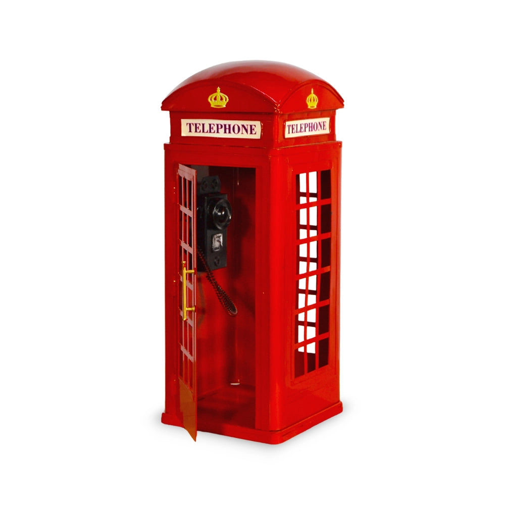 Cabina Telefonica Londra Rossa h 33 cm in Metallo Oggetto Decorativo Stile Retrò