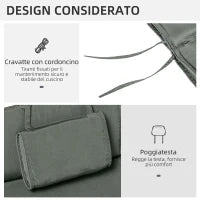 Cuscino per Sdraio Lettino Prendisole da Giardino Grigio 198x53x5cm