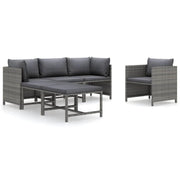 Set di mobili da giardino mobili da esterno 6 pezzi con cuscini resina intrecciata grigia 02_0016859