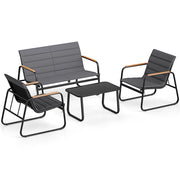 Mobili esterno 4 pz conversazione patio cuscini morbidi tavolino vetro temperato-Mobili sedie giardino veranda balcone giardino cortile