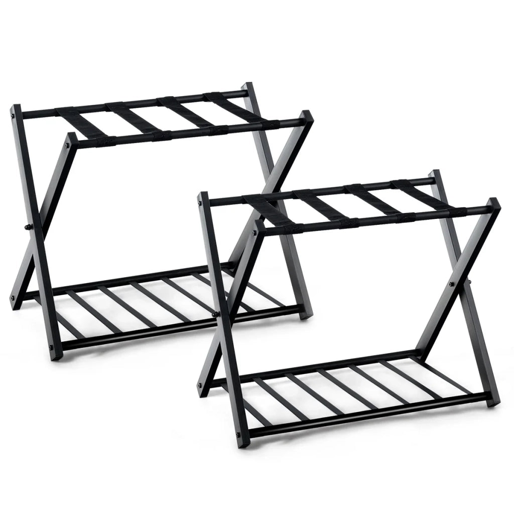 Set di 2 portapacchi pieghevoli 68 x 43 x 58 cm portata 60 kg design moderno in metallo nero 20_0012482