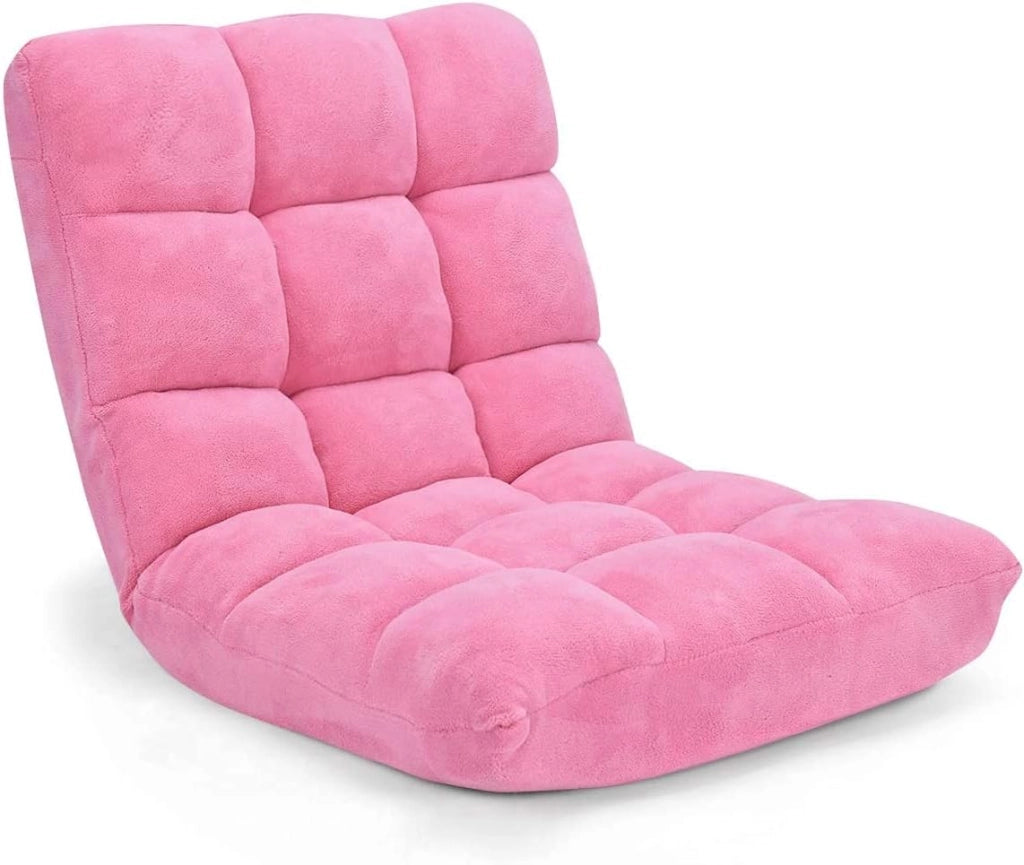 Sedia da pavimento, sedia imbottita pieghevole, cuscino da pavimento regolabile a 14 livelli con schienale, poltrona da meditazione morbida (marrone)