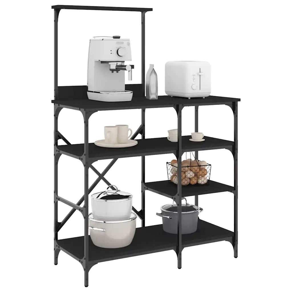 Mobile da Cucina Nero 90x40x132 cm Legno Multistrato e Metallo CFW2655546