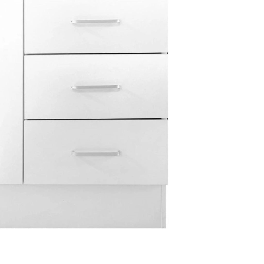 Guardaroba Anci, Armadio moderno a 3 ante battenti 2 cassetti, Mobile lineare da camera con tubo appendiabiti , Cm 120x50h170, Bianco