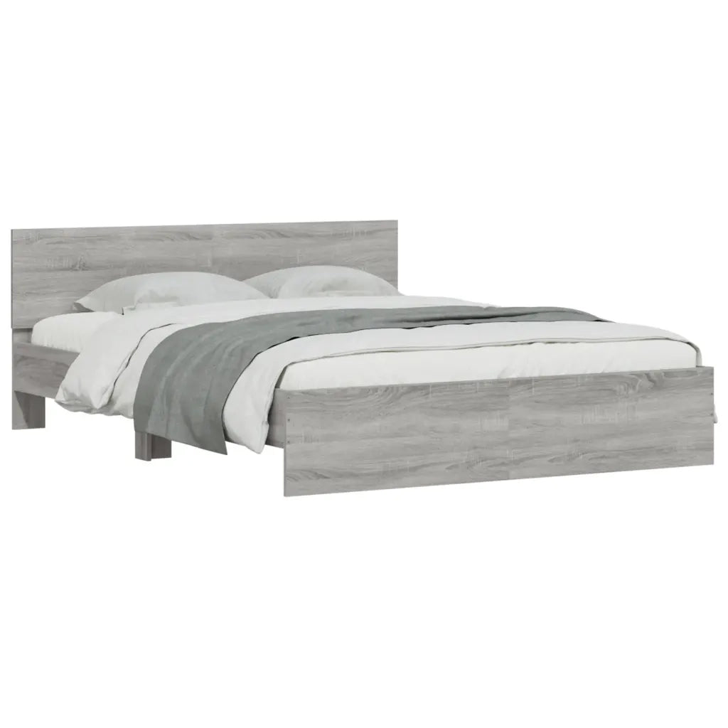 Giroletto con Testiera-Struttura Letto con testiera Grigio Sonoma 140x190 cm