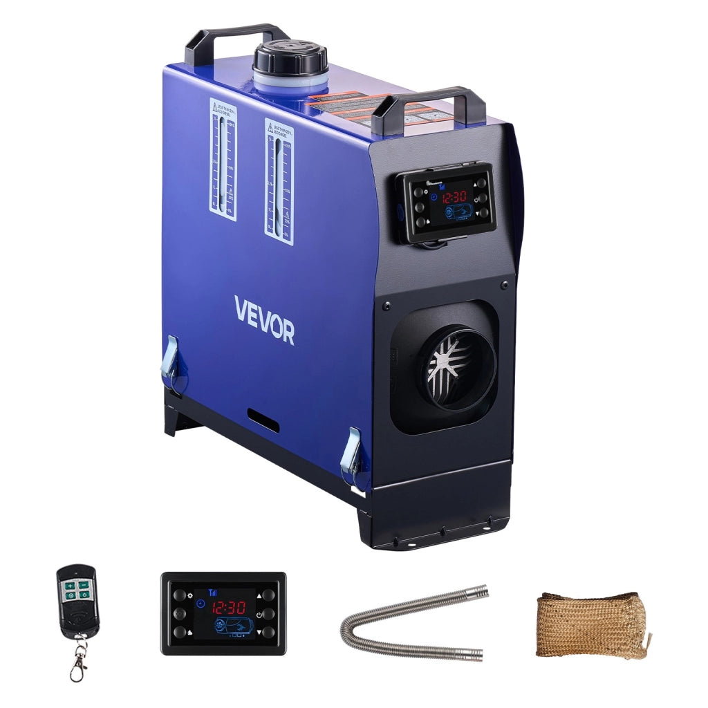 Riscaldatore d'Aria Diesel Portatile 8 kW 12V 24V con Telecomando e Schermo LCD Serbatoio 5L per Camper Officina XMZ-L-D4