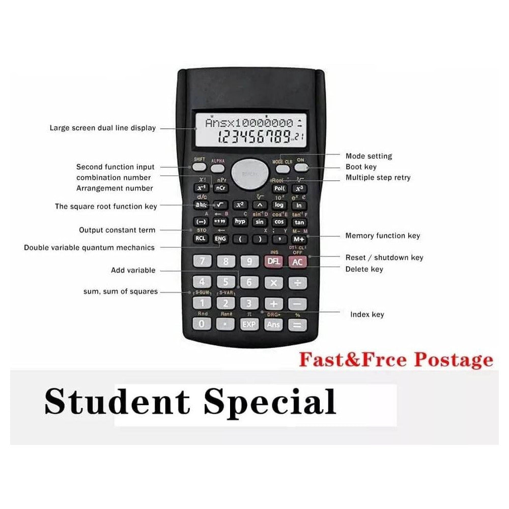 Trade Shop - Calcolatrice Scientifica Ingegneria Scuola Ufficio 240 Funzioni Con Custodia -