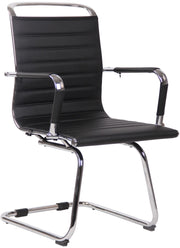 Sedia cantilever Balve in similpelle o vera pelle nero,Finta pelle