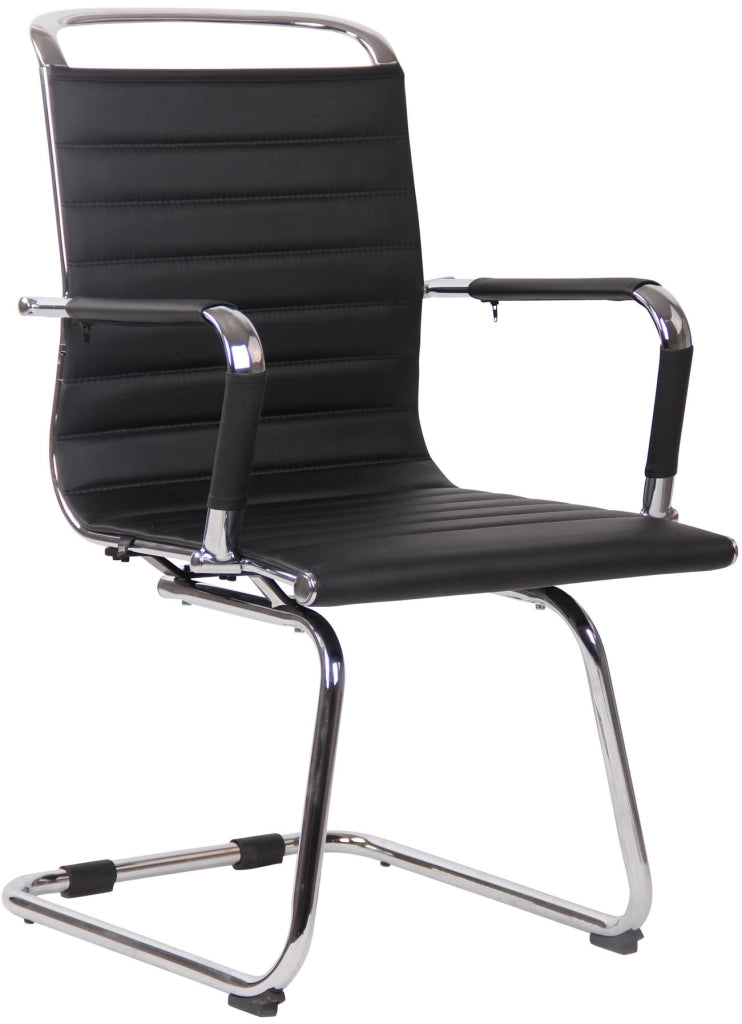 Sedia cantilever Balve in similpelle o vera pelle nero,Finta pelle