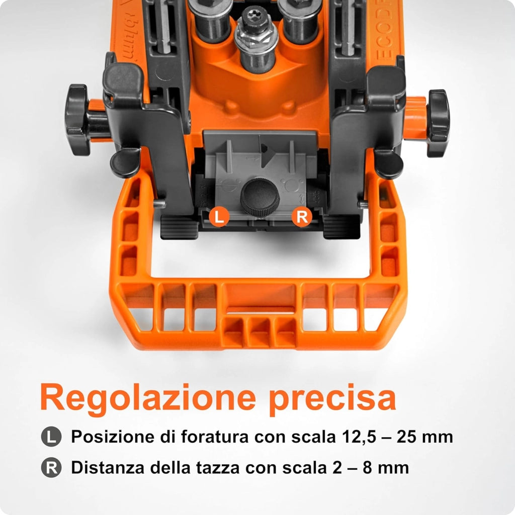 ECODRILL - Cerniere in un batter d'occhio, cerniere per armadi e mobili, aiuto per la lavorazione, nastro Ø = 35 mm, cerniera, foratura verticale
