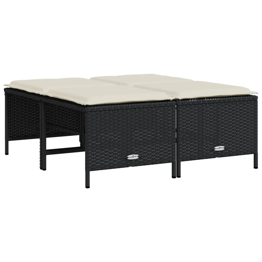 Set Divani da Giardino 5 pz con Cuscini in Polyrattan Nero