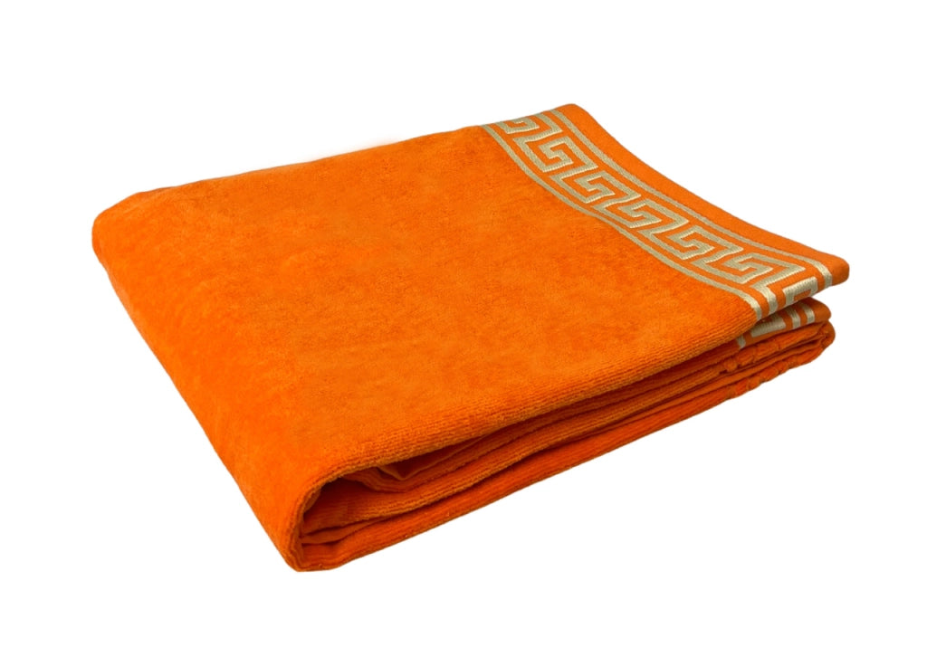 Telo Mare Jacquard Spugna Asciugamano Spiaggia Disegno Cameo Fluo - Telo Mare - Arancio