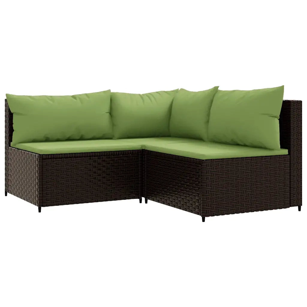 Set Mobili da Giardino 3 pz con Cuscini in Polyrattan Marrone CFW5979427