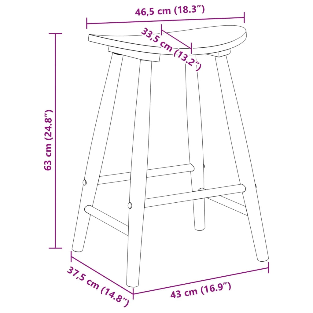Sedie da pranzo 2 pcs Naturale 46 x 37 x 63 cm 42020459