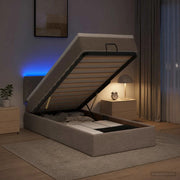 Letto Ottomano con Materasso e LED Tortora 90 x 200 cm Tessuto 3456964