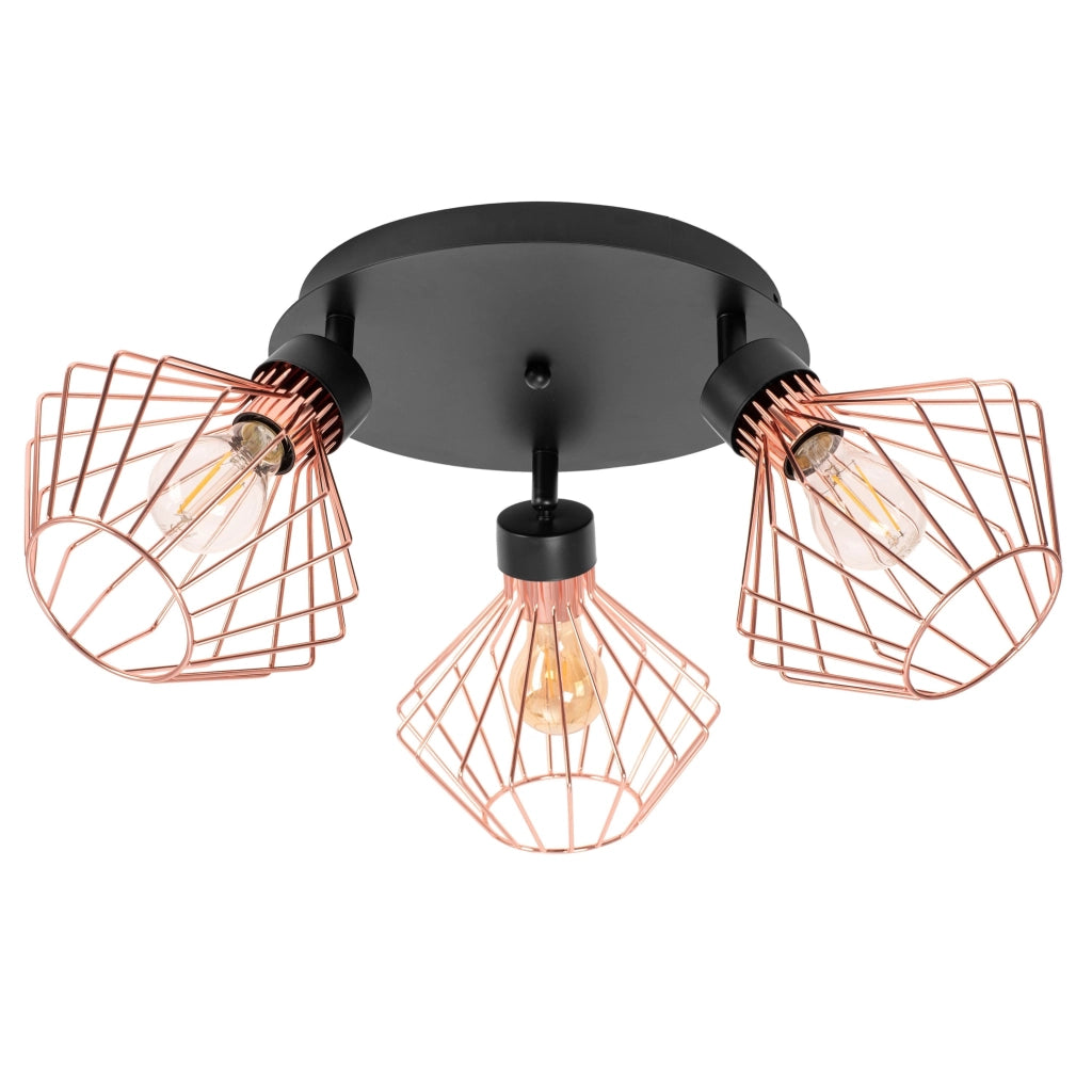 Lampada Da Soffitto A Soppalco Tripla In Metallo Rosa Nera APP536-3C
